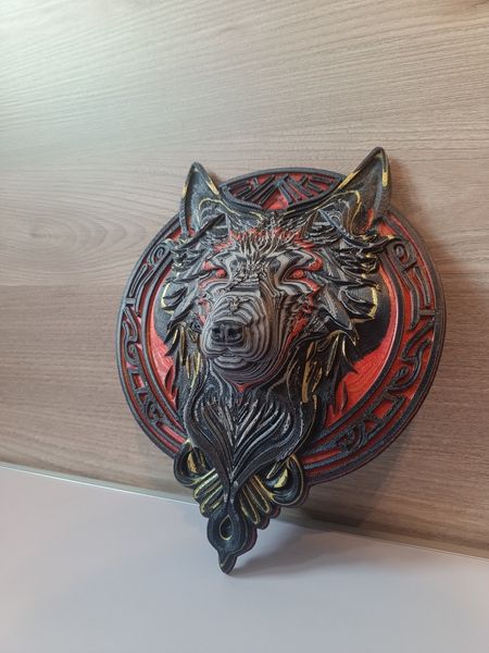 Dekoracja ścienna Wilk – warstwowy druk 3D